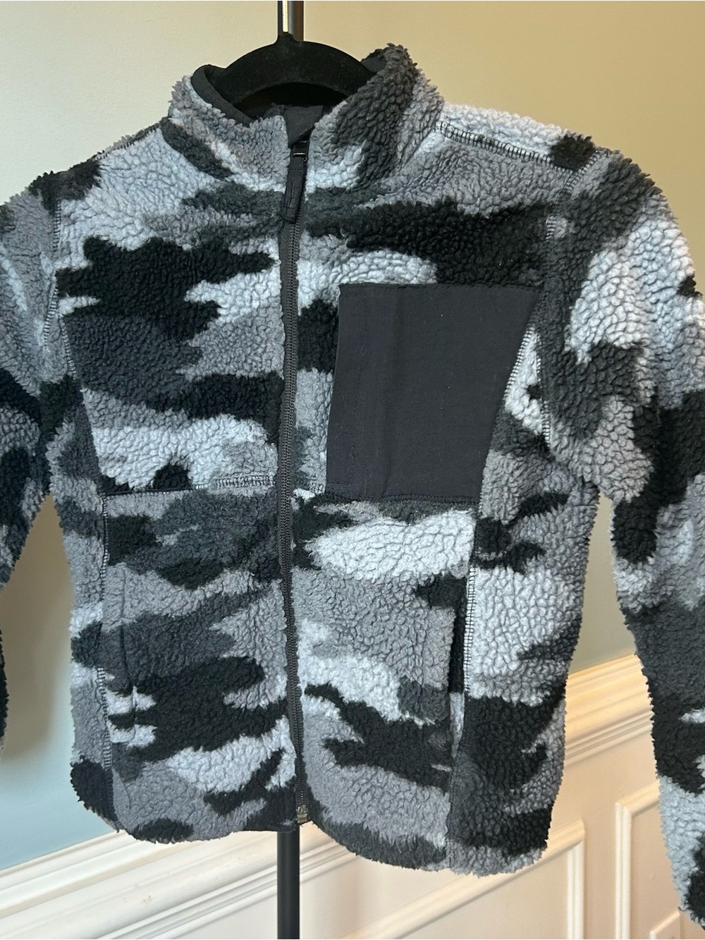 The Children's Place Gray & Black Camo Sherpa Jacket